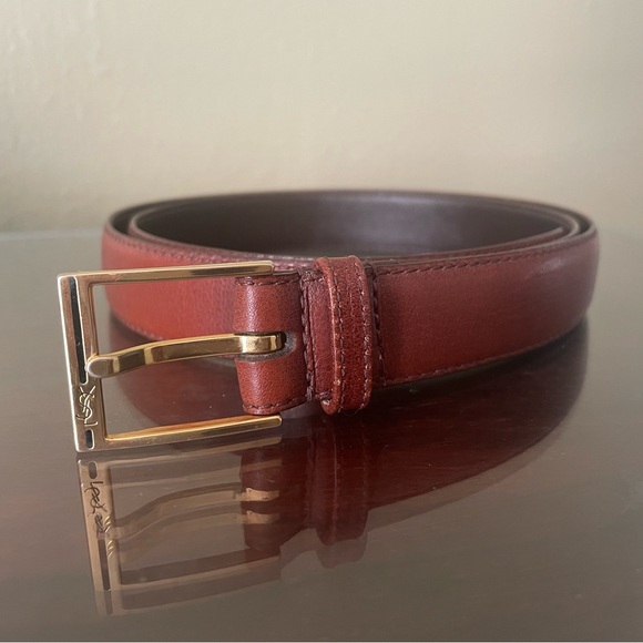 Yves Saint Laurent Vintage Brown Leather Belt - Picture 2 of 10